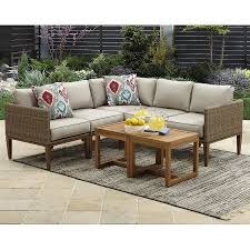 Better Homes And Gardens Davenport 7 Piece Outdoor Sectional Set With Beige Cushions Walmart Com Best Outdoor Furniture Outdoor Sectional Sofa Outdoor Furniture