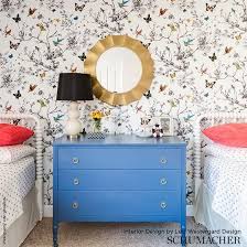 Birds And Butterflies Wallpaper 2704420 Birds Butterflies Multi On White Schumacher Wallpaper In 2020 Girls Room Wallpaper Shared Girls Bedroom Accent Wall Bedroom