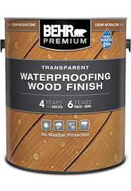 Natural clear premium transparent deck, fence & siding weatherproofing wood finish. Transparent Waterproofing Wood Finish Behr Premium Behr