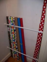 Tension Rods For Wrapping Paper Making Cooley Stuff Closet Organization Easy Wrapping Wrapping Paper Storage Craft Room Organization Closet Organization Diy