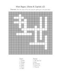 5 Regions West Crossword States Capitals V 2 States And Capitals Crossword Capitals