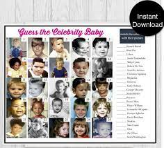 Baby Shower Game Guess The Baby Celebrity Game Instant Download Celebrity Baby Pictures Baby Pictures Celebrity Babies
