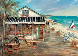 Boardwalk Cafe 1000 Pieces Cobble Hill Puzzle Warehouse Ruane Manning Canvas Wall Art Home Art