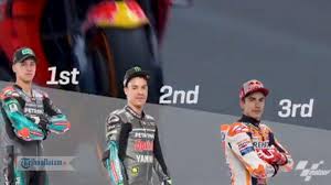 Quartararo berhasil menduduki grid pertama dengan waktu 1:36.705 disusul vinales diposisi 3 dengan catatan waktu +0.139 detik kemudian diposisi 3 ada m. Hasil Kualifikasi Motogp Spanyol Fabio Quartararo Pole Position Marc Marquez 3 Valentino Rossi 13 Tribun Batam