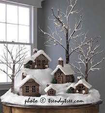 Little Twig Cabins For Christmas Winter Diy Christmas Decorations Easy Christmas Villages Christmas Village Display