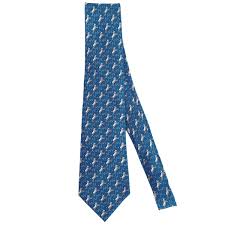 Vintage Hermes Wall Street Tie Bulls and Bears 5456 FA Blue