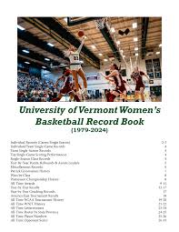 University of Vermont Women's Basketball Record Book
