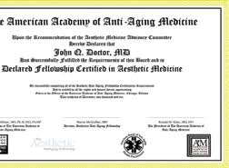Certification by the american board of aesthetic medicine also indicates that the physician has met the clinical and educational criteria to be eligible to sit for a comprehensive and rigorous written examination, and has successfully passed the examination. 2
