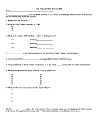 Cpr Worksheet