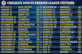 Full schedule for every club. Chelsea Premier League Fixtures 2019 20 Blues Face Tasty Clash With Man Utd On Opening Day