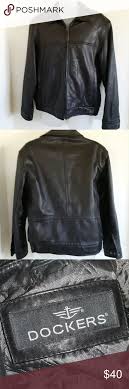 Dockers Mens Dark Brown Leather Jacket Bomber Sz M Dark Brown Leather Jacket Leather Bomber Jacket Brown Leather Jacket