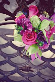 Maybe you would like to learn more about one of these? Statement Bridal Bouquet Of Pink Roses Purple Flowers Green Orchids