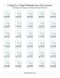 the 2 digit by 1 digit multiplication with grid support b math worksheet page 2 multiplication worksheets printable math worksheets math worksheets