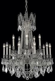 Elegant Lighting 9215d28pw Ec 15 Light Chandelier Rosalia Pewter Crystal Led Light