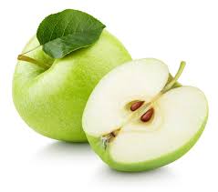 The apple is a sweet round fruit with a central core containing seeds, whilst the bulk of the fruit is comprised of edible flesh, and covered in a thin skin which is also edible. Green Apple Fruit With Half And Green Leaf Isolated On White Riu Com Blog