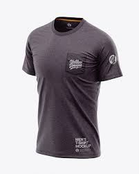 Download Men S Heather Pocket T Shirt Front Half Side View In Apparel Mockups On Yellow Images Object Mockups