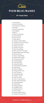 The name ideas from these generators will get you a lot of words that you can play around with to create unique and amazing names for youtube channel. Food Blog Names 200 Catchy Food Blog Name Ideas