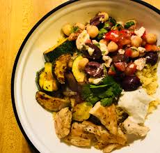 In a small bowl or jar add all the dressing ingredients together and whisk well. Homemade Mediterranean Inspired Chicken Couscous Bowl Food