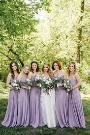 Rustic Mellow Lavender Bridesmaids In The Forest In 2020 Light Purple Bridesmaid Dresses Purple Bridesmaid Dresses Spring Wedding Bridesmaids