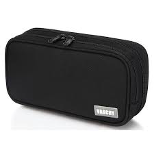 Vaschy Pencil Case Multi Compartments Large Capacity Pen Holder Easy Organized Pouch With Double Zippers And Mesh Pockets Pouch Organizer Pencil Case Black Pencil Case