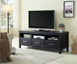 Just Home Black 3 Drawer Melamine Tv Stand Big Lots Living Room Furniture Home Entertainment Centers Contemporary Tv Stands