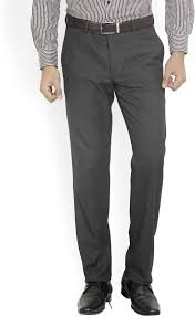 Wills Lifestyle Slim Fit Men Grey Trousers