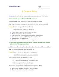 The items should be separated by commas. Commas Worksheet 1