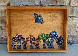 Subscribe for new videos every week! Selling Rainbow Amanita Muscaris Mushrooms Acrylic Painting On Wooden Tray Mycobazaar
