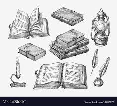 Hand Drawn Vintage Books Sketch Old School Vector Image On Vectorstock How To Draw Hands Book Drawing Vintage Books