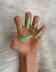 Green glitter mint acrylic nails glitter acrylics glitter nails coffin shape nails. Mint Green Butterflies Luxury Press On Nails Matte Or Glossy Custom False Nails Long Ballerina Coffi Green Acrylic Nails Green Nails Mint Green Nails