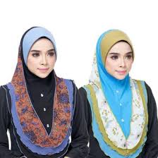 Koleksi tudung double layer chifon. Tudung Nurkasih Shiba Corak M Soft Awning