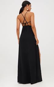 Black Strappy Back Detail Chiffon Maxi Dress Maxi Dress Chiffon Maxi Dress Black Maxi Dress