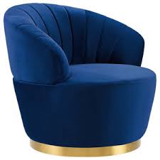 Jaclyn navy blue velvet upholstered tufted club chair this club chair is a great addition for any this club chair is a great addition for any home. Augustine Channel Tufted Navy Velvet Swivel Chair Transitional Armchairs And Accent Chairs By Zin Home Houzz