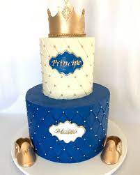 Baby Shower Little Prince Theme Kings Crown Golden Baby Shoes Diamond Print Baby Birthday Cakes Boys 1st Birthday Cake Cake For Husband