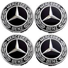 4 Pieces 75mm Black Center Wheel Mercedes Benz Mercedes Benz Logo Benz