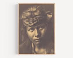 Navajo Riders in Canyon De Chelly, Professionally Restored Large Reprint of  Vintage Native Indian American Photograph by Edward Curtis