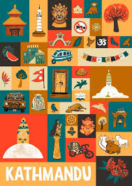 Poster Kathmandu Formate A3 Und A2 In 2020 Nepal Art Retro Travel Poster Kathmandu