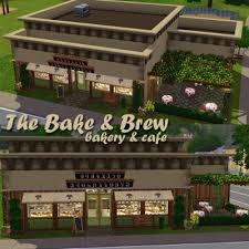 The Bake N Brew Bakery And Cafe Cc Free By Almightyblah The Exchange Community The Sims 3 Minecraft Bakery Sims Sims Building
