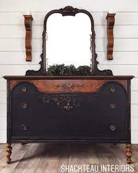 Antique Black Dresser And Mirror From Shackteau Interiors Of Essex County Ma Attic Antique Dresser Shabby Chic Dresser Painting Wooden Furniture
