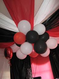 Be creative to make sure they feel extra special by decorating one chair with extra balloons and streamers. Pin By Caroline Tarrant On Weddings And Trimmings White Party Decorations Black And White Party Decorations Red Carpet Party