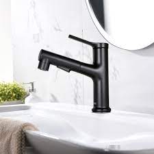Decdeal Bathroom Sink Faucet With Pull Out Sprayer 2 Spray Modes Single Handle Basin Mixer Tap For Hot And Cold Water Lavatory Pull Down Vessel Sink Faucet With 360 Rotating Spout