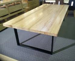 Queenscliff Solid Blackbutt Timber Dining Table Metal U Shaped Legs Masa