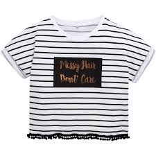 Black And White Striped Tee V By Very Girls Pom Nbsp Pom Nbsp Trim Boxy T Shirt 13 Liked On Polyvore Featuring To White Striped Tee Stripes Fashion