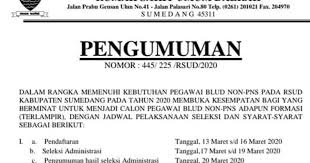 Pala juga bisa digunakan sebagai perasa pada daging dan seringkali jadi salah satu bumbu kode nama rumah sakit jenis tipe alamat 1 nanggroe aceh darussalam 1 1103000001 rsu tapak tuan rsu c jl. Loker Rsud Sumedang Pegawai Blud Non Pns Lowongankerjacareer Com