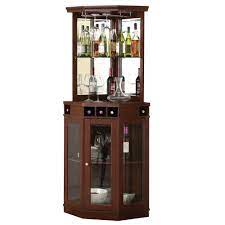 Corner Bar Unit With Glass Doors Mahogany Home Source In 2021 Corner Bar Bar Unit Corner Bar Cabinet