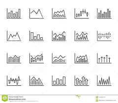 Financial Charts Line Icons Candle Stick Graph Vector