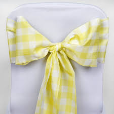 Black And White Checkered Chair Sashes Gingham Chair Sashes 5 Pcs Yellow White Buffalo Plaid Checkered Polyester Chair Sashes In 2020 Chair Sashes Outdoor Party Decorations Gingham Decorations