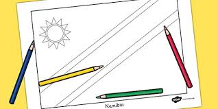 Fly the flag for the country named after the oldest desert in the world with the namibia flag! Namibia Flag Colouring Sheet Teacher Made
