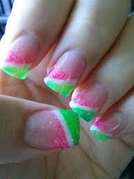 Pretty pink & white feathered nail art. 65 Best Green And Pink Nail Art Designs