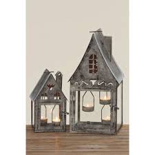 Laterne Fur Teelichte Haus Antikgrau 24cm Metal Lanterns Lantern Set House